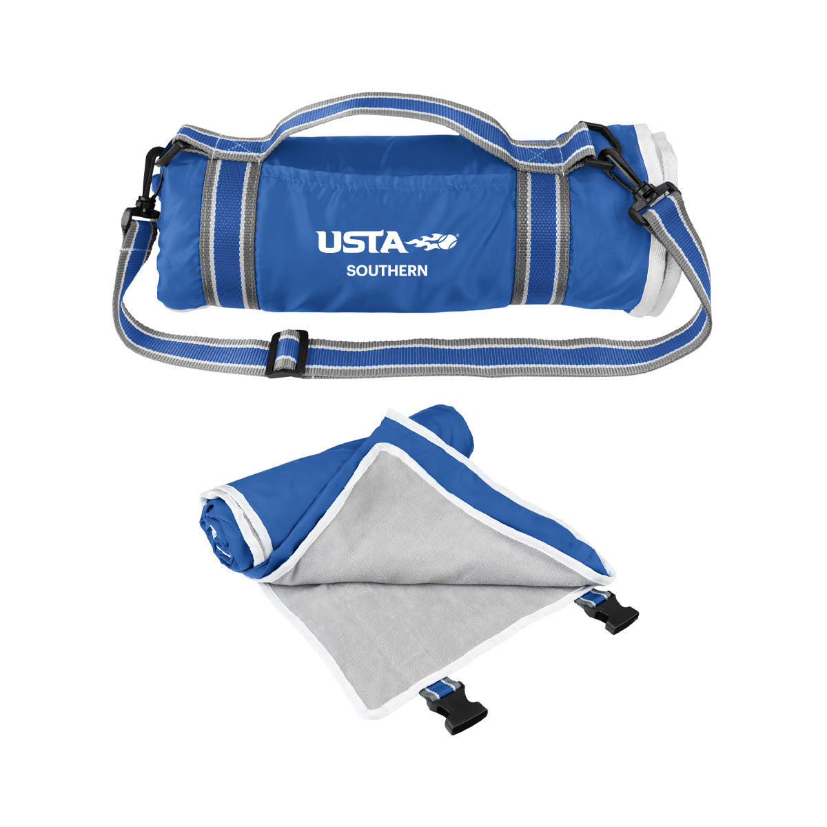 Royal Blue Roll-Up Blanket With Carrying Handle