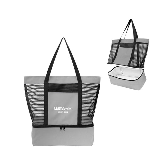 Gray rPET Tote Bag With Cooler Compartment