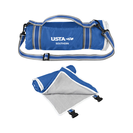 Royal Blue Roll-Up Blanket With Carrying Handle